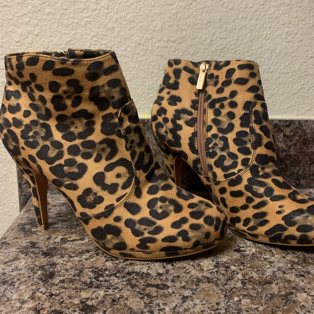 Cheetah print booties